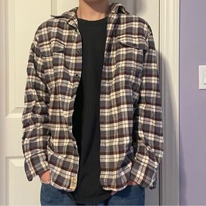 GREY RED WHITE PLAID FLANNEL BUTTON UP JACKET